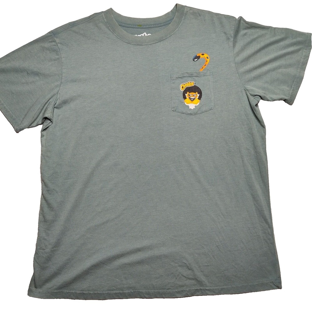 CHEETOS‎ CHESTER CHEETAH Women 2X Blue Green Pocket T-Shirt NEW